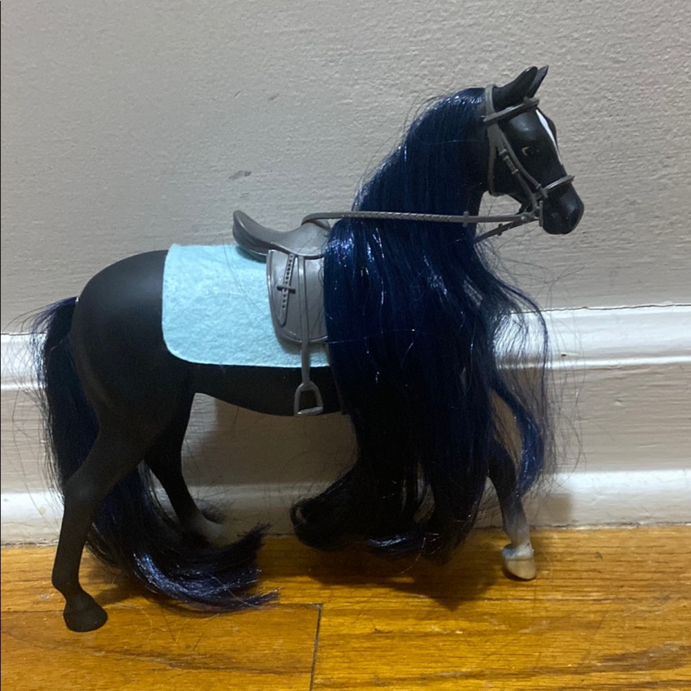 Black Toy Horse with Blue Mane